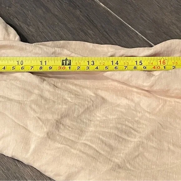 HALSTON Wide Leg Linen Blend Pants Beige Metallic Thread Elastic Waist Women's M - Picture 4 of 10